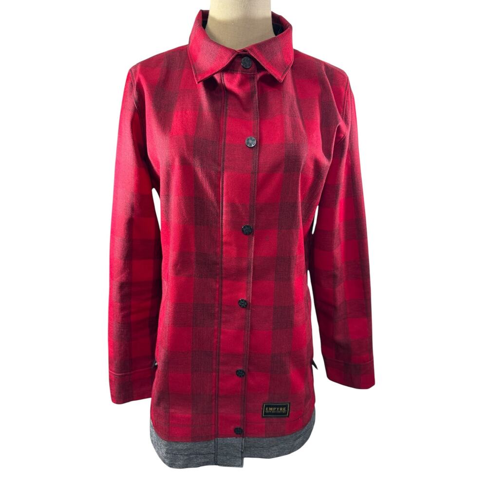 "EMPYRE" Softshell Red & Blk Check Winter Zip up Snaps Old Money Preppy Horses‎